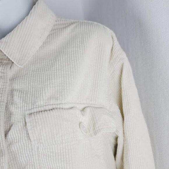 American Eagle Outfitters Women's Ivory Oversize Corduroy Button-Up Shirt Size L - Picture 4 of 11